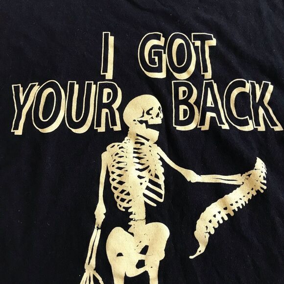 I’ve Got Your Back Skeleton Chiropractor Halloween Tee Black Sz S - Picture 3 of 8